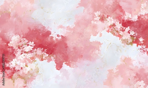 A soft and dreamy fine art oil painting style designed for wallpaper use, dominated by blush pink and sakura tones