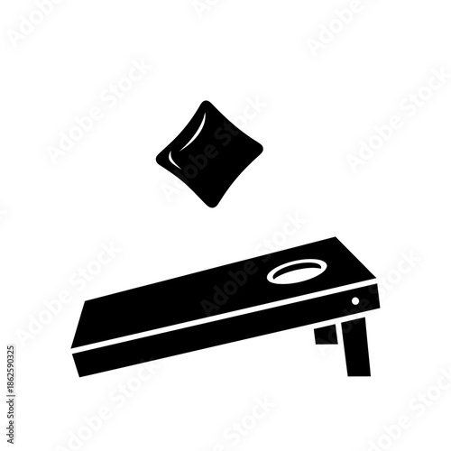 a simple graphic depiction of a pillow falling onto a bed frame presented as a silhouette