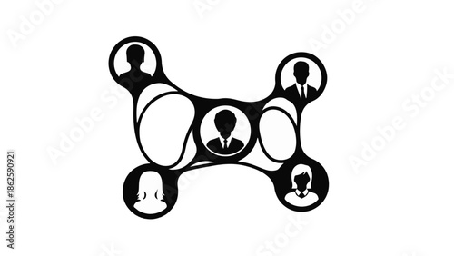 Abstract network of diverse people silhouettes connecting in a collaborative web