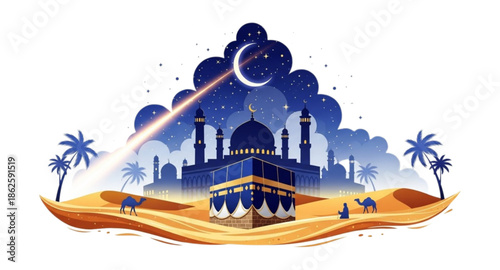 Illustration Illustration of a mosque at night