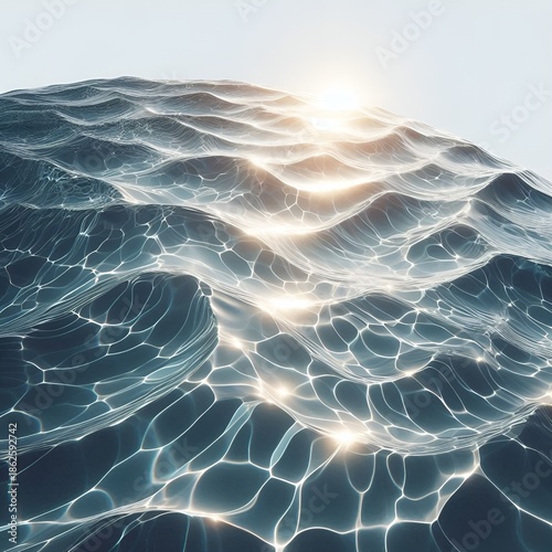 Real water ripples texture, sun reflections swimming pool water pattern overlay, isolated on white or transparent background png cut out