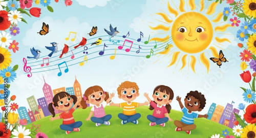 A Bright Future: Kids, Flowers, and Sunny Skies