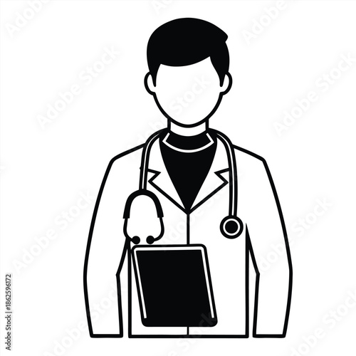 Doctor silhouette collection. Medical officer silhouette vector illustration isolated on a white background.