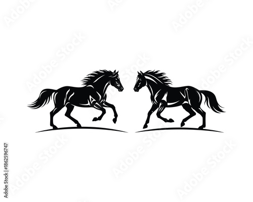 Rearing & jumping horse, wild mustang running, powerful running, athletic horse, mustang galloping Silhouette vector design set collection, rearing horse silhouette, jumping horse silhouette, running 