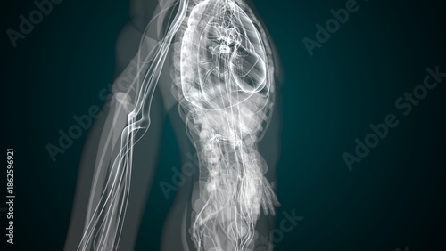 Bild auf Leinwand Male X ray anatomy with colourful background. 3d render