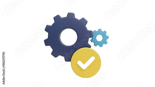Gears with Checkmark - Process Completion Icon