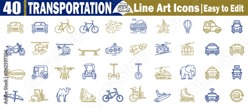 Transportation line art icons easy to edit modern outline vector collection for graphic design Vector Illustration.
