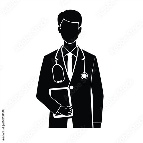 Doctor silhouette collection. Medical officer silhouette vector illustration isolated on a white background.