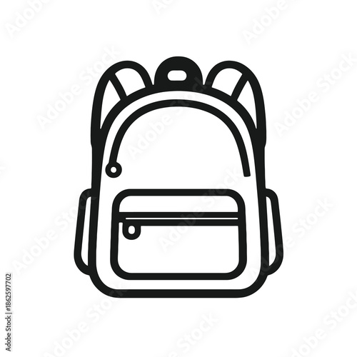 Photos School backpack icon vector in black flat style