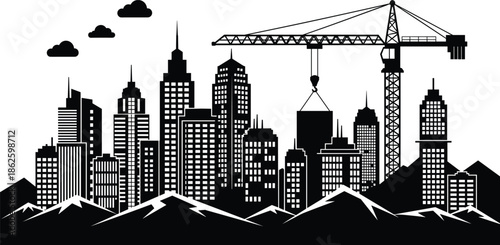 Isometric Construction Workers and Engineers with Excavator Machinery Modern Building Site Safety Helmet Gear Icons Caution Tape and Road Signs