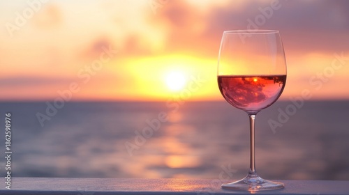 Sunset Wine Glass Ocean