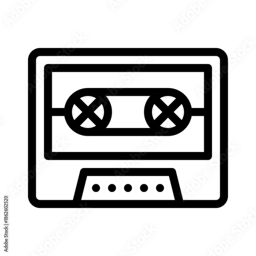 retro cassette tape line icon