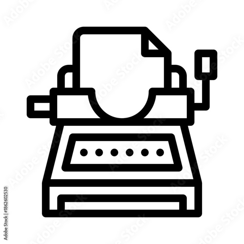 retro typewriter line icon