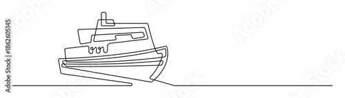 Continuous line art of transport ship minimalist vector illustration
