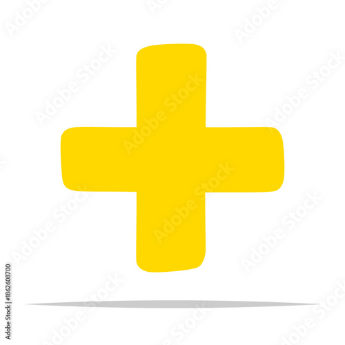 Hand drawn plus symbol shape vector isolated illustration