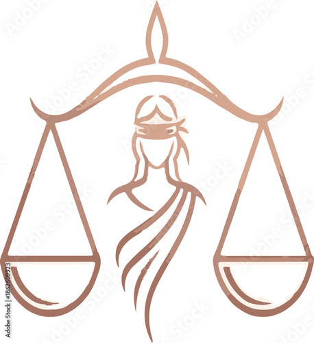 Rose gold Lady Justice scales logo vector for law firm advocate or legal consulting brand identity