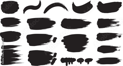 A collection of various black brush strokes on white