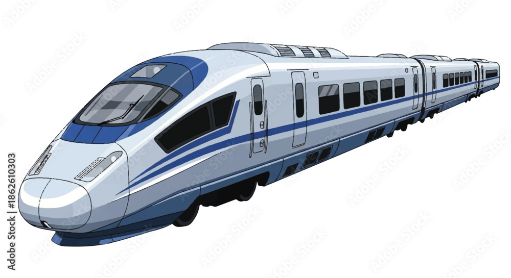 Fototapeta premium High Speed Modern Bullet Train Traveling on a Clear Background