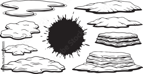 A black hole surrounded by cartoon style clouds