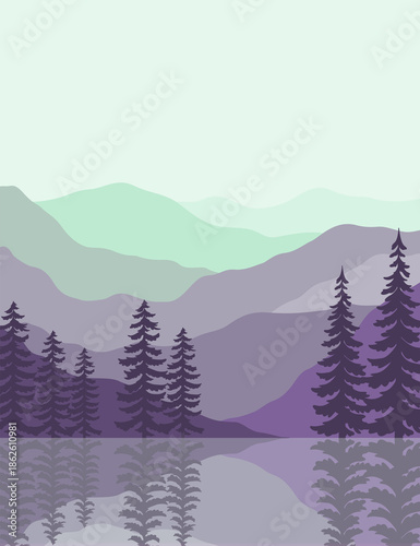 Nature landscape background art. Drawing with abstract shape.	