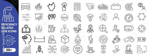 Set of efficiency related line icons. Productivity, optimization, improvement etc efficiency icon design big set vector .