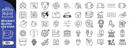 Set of efficiency related line icons. Productivity, optimization, improvement etc efficiency icon design big set vector .