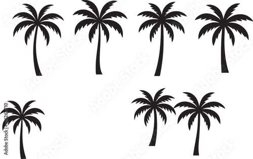 Silhouettes of palm trees on white background