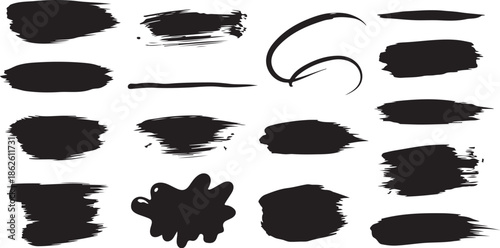 A collection of black brush strokes on a white background