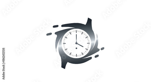 Modern abstract clock time icon with motion effect design for management concepts