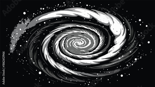 Album cover of The Spiral Galaxy featuring a vibrant depiction of a swirling galaxy against a dark background..eps