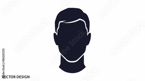 Silhouette of a mans head and shoulders against a white background.