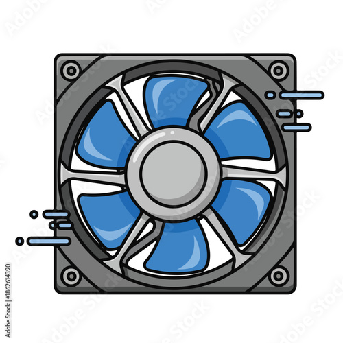 blue fan graphic, computer cooling element clip art preview