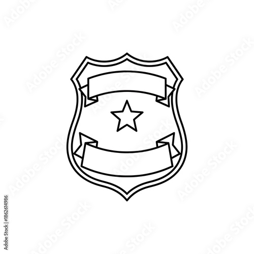 Police Badge Shield Outline Icon | Law Enforcement Emblem Vector