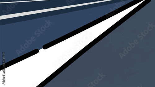 Abstract perspective of a road with white and black lines against a blue and gray background
