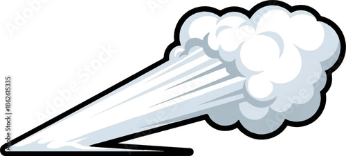 An animated cartoon speed burst or smoke cloud with trailing lines, suggesting motion and action effect