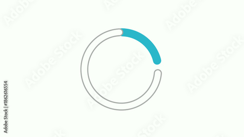 A simple circular progress bar or loading animation with a teal segment on a white background.