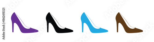 female high heels shoes vector icon. high heel shoe silhouette isolated on white background. Vector logo with high heel shoes capturing elegance and luxury for women's fashion brands. High Heel EPS 10