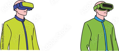 Person with VR Headset Flat Illustration