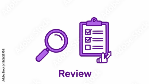 Review and Analysis Concept with Magnifying Glass and Checklist.