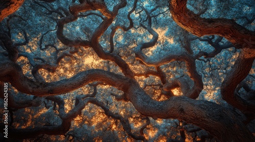 Intricate canopy of a magnificent old tree.