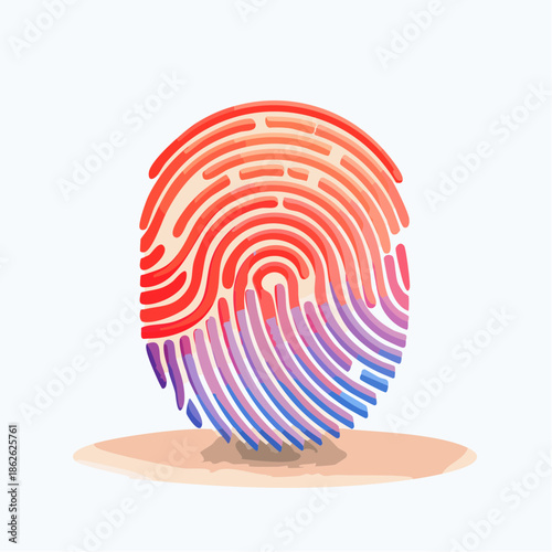 Vibrant multi-colored fingerprint illustration representing digital identity, biometric security, and personal authentication, with a modern, clean, and filled design