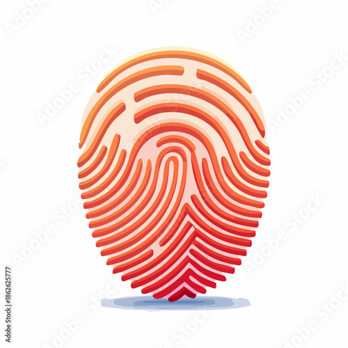 Abstract Fingerprint Icon with Red and Orange Hues, Symbolizing Identity and Security