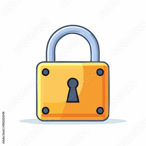 Illustration of a bright yellow padlock with a silver shackle, symbolizing security and protection, rendered in a clean, modern vector style
