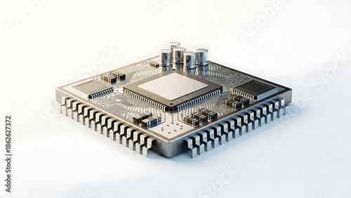 compact microcontroller development board isolated on white background, electronic circuit module for programming, iot projects and embedded technology concepts