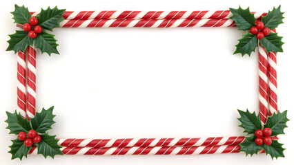 Candy cane frame with holly