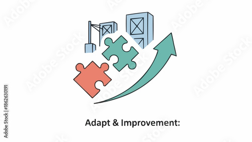 Adapt and Improvement Concept with Puzzle Pieces and Upward Arrow.
