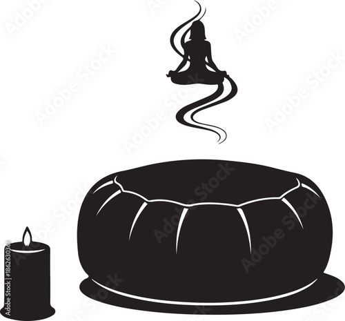 A serene meditation scene with a candle and incense