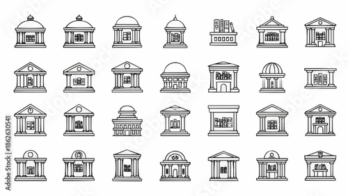 Collection of Classical Building Facades Architectural Elements.