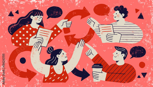 People communicating and collaborating in a creative workspace