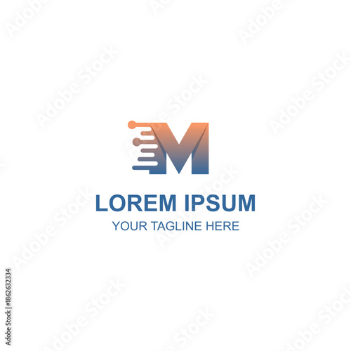 Modern tech digital letter M logo design with Creative Illustration